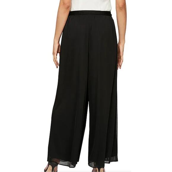 Vintage Alex Evenings Petite Flowy Mesh Wide Leg Tie Waist Pants Size 1X - Picture 2 of 6